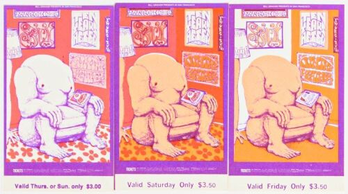 1969 BG-163 Spirit Country Weather Fillmore West Complete Set of 3 Original Tickets Mint 91