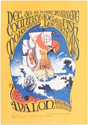 1966 FD-41 Country Joe Moby Grape Avalon Ballroom RP2 Poster Near Mint 83