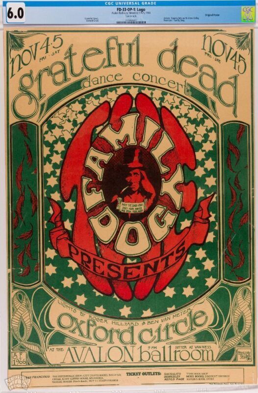 1966 FD-33 Grateful Dead Avalon Ballroom Poster CGC 6.0