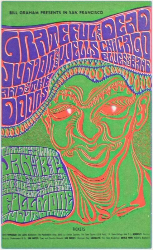 1967 BG-45 Grateful Dead The Doors Fillmore Auditorium Handbill Near Mint 85