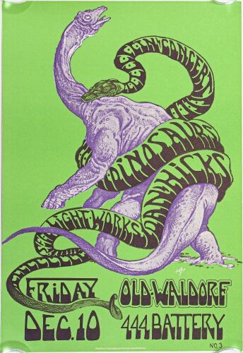 1982 Alton Kelley The Dinosaurs Dan Hicks The Old Waldorf San Francisco Poster Near Mint 81