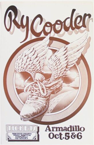 1976 Ry Cooder Armadillo World Headquarters Austin Poster Near Mint 81