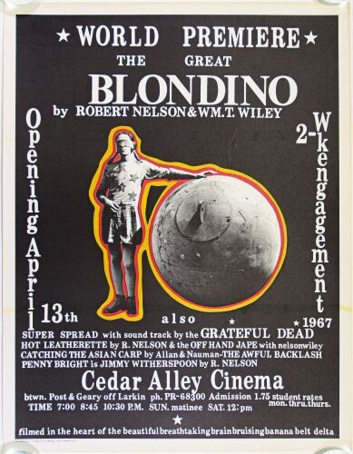 1967 The Great Blondino Cedar Alley Cinema Poster Near Mint 83