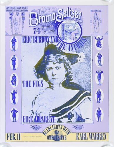 1968 Eric Burdon and the Animals The Fugs Earl Warren Poster Near Mint 87