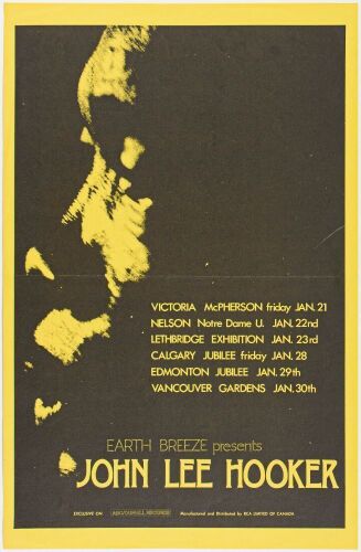 1972 John Lee Hooker Canadian Tour Poster Near Mint 81