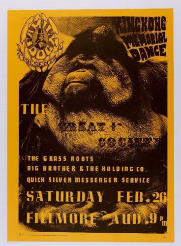 1966 FD-2 The Great Society Big Brother Fillmore Auditorium RP2 Poster Near Mint 89