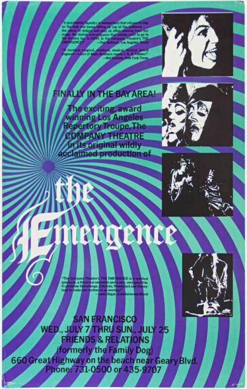 The Emergence Stage Show 660 Great Highway Poster Excellent 75