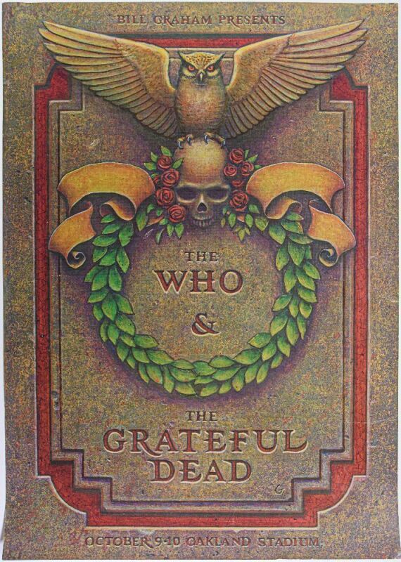 1976 AOR-4.43 The Who Grateful Dead Oakland Stadium RP2 Poster Excellent 73