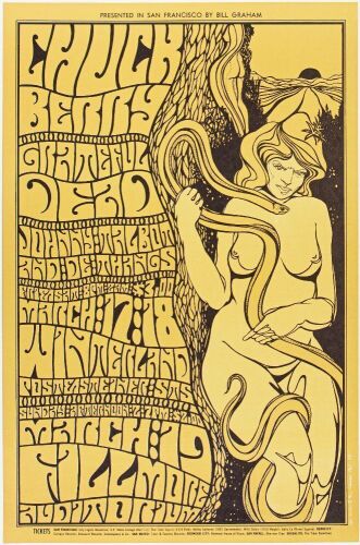 1967 BG-55 Grateful Dead Chuck Berry Fillmore Auditorium RP2 Poster Near Mint 89