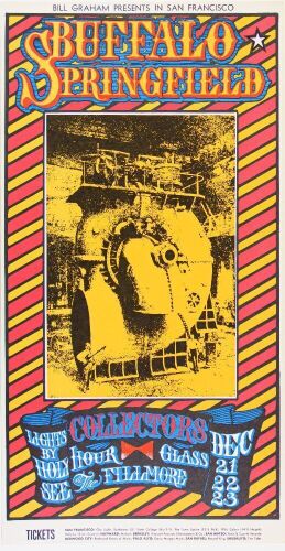 1967 BG-98 Buffalo Springfield Hour Glass Fillmore Auditorium Poster Near Mint 89