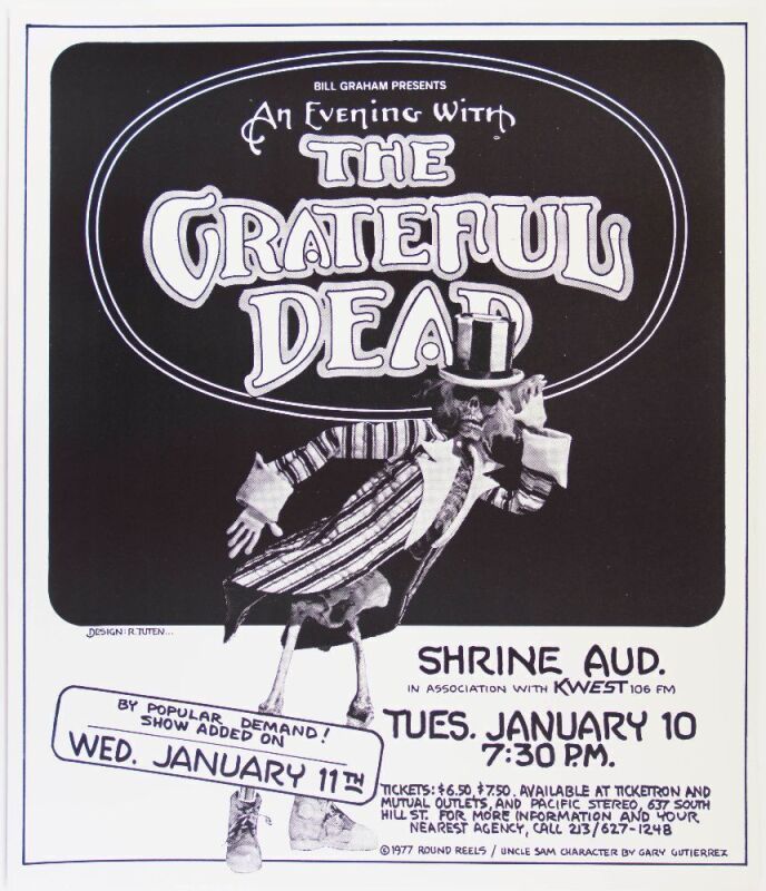 1978 Grateful Dead Shrine Auditorium Poster Mint 93