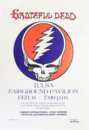 1979 Grateful Dead Tulsa Fairground Pavilion Signed Barger Poster Near Mint 89