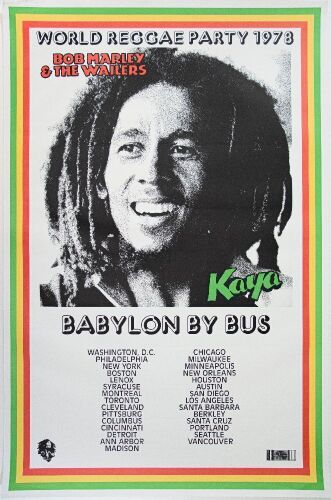 1978 Bob Marley & the Wailers Babylon By Bus Tour Poster Excellent 77