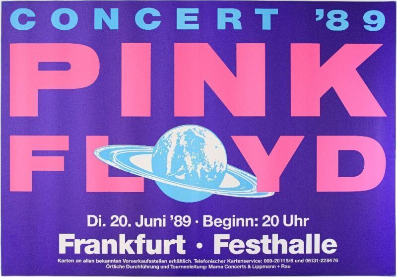 1989 Pink Floyd Festhalle Germany Poster Near Mint 83