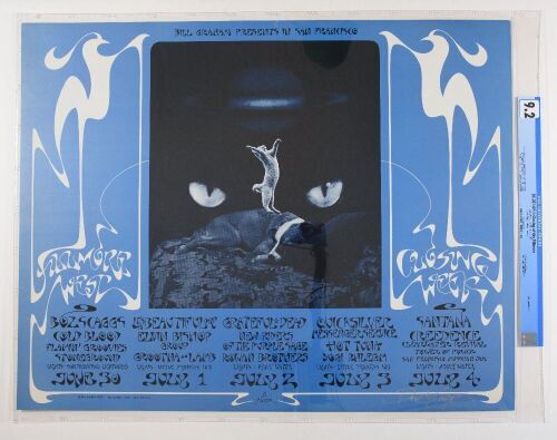 1971 BG-287 Grateful Dead Santana Hot Tuna Closing of Fillmore West Signed Singer Poster CGC 9.2