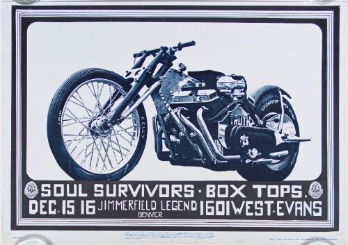 1967 FD-D15 Soul Survivors Box Tops 1601 W Evans Street Denver Poster Excellent 71