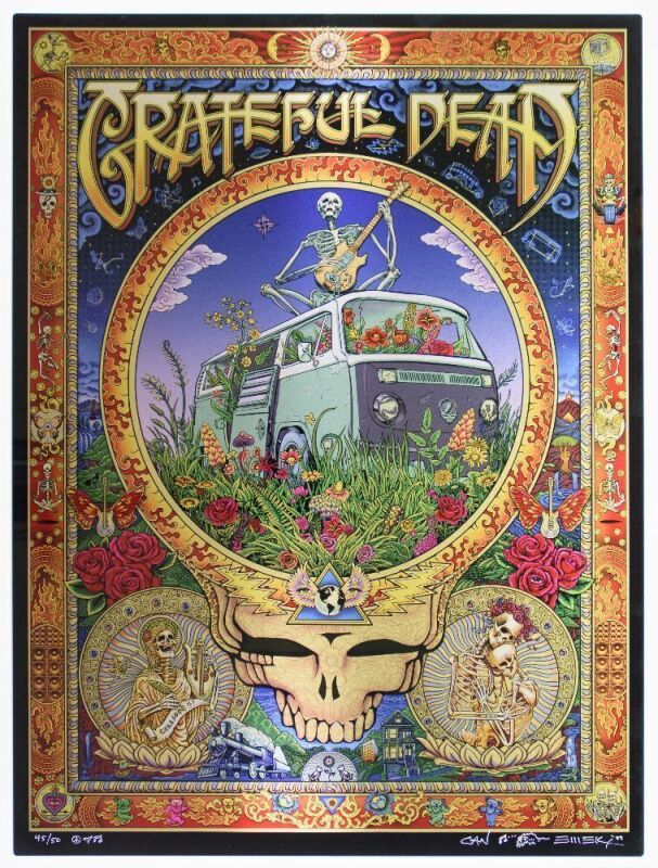 2022 EMEK Gan Golan Grateful Dead METAL EDITION Signed Emek & Gan Golan LE Poster Mint 91