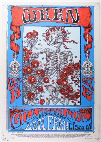 2016 EMEK Ween Bill Graham Civic Auditorium San Francisco AP Signed Emek Poster Mint 91