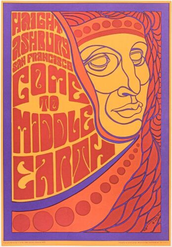 1967 Clifford Charles Seeley Come to Middle Earth Haight Ashbury Poster Near Mint 89