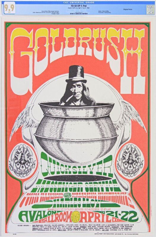 1967 FD-58 Quicksilver Messenger Service Avalon Ballroom Poster CGC 9.9