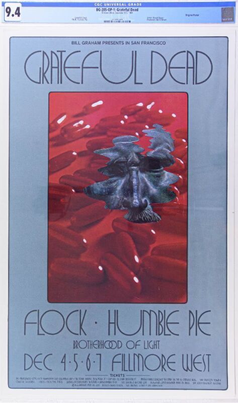 1969 BG-205 Grateful Dead Fillmore West Poster CGC 9.4