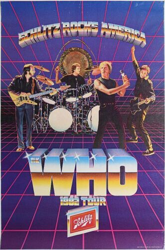 1982 The Who Schlitz Rocks America Tour Poster Near Mint 81