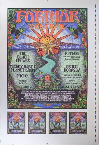 1997 Michael Everett Black Crowes Ratdog Mickey Hart Furthur Festival Uncut Proof Poster Near Mint 83