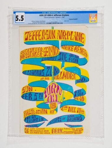 1966 AOR-2.87 Jefferson Airplane Turn On Strike Benefit Fillmore Handbill CGC 5.5