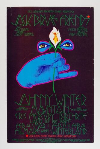 1970 BG-220 Johnny Winter Jack Bruce Fillmore West Poster Excellent 79