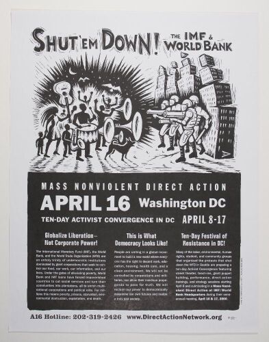 2000 Shut 'Em Down The IMF & World Bank Washington DC Poster Excellent 77