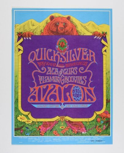 1968 FD-118 Quicksilver Messenger Service Avalon Ballroom Signed Schnepf Poster Near Mint 89