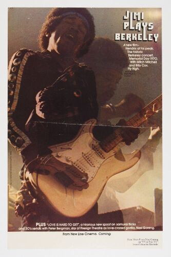 1973 Jimi Hendrix New Line Cinema Jimi Plays Berkeley Original Film Poster Extra Fine 65