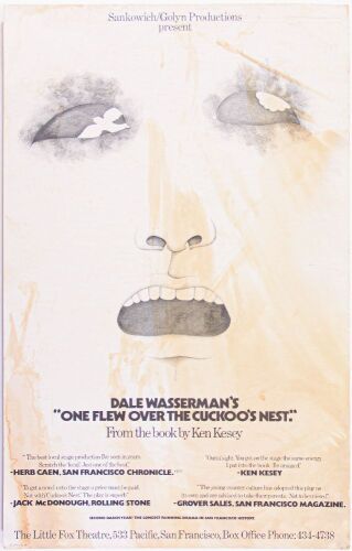 1971 Dale Wasserman's One Flew Over the Cuckoo's Nest Stage Play The Little Fox Theatre Poster Extra Fine 65