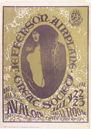 1966 FD-17 Jefferson Airplane The Great Society Avalon Ballroom RP3 Poster Extra Fine 67