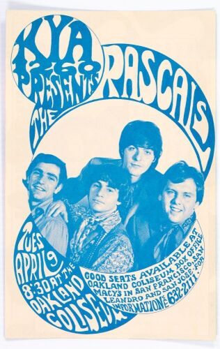 1968 The Rascals Oakland Coliseum Handbill Mint 95