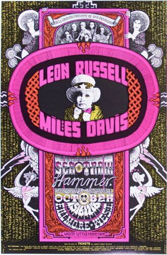 1970 BG-252 Leon Russell Miles Davis Fillmore West Poster Mint 91