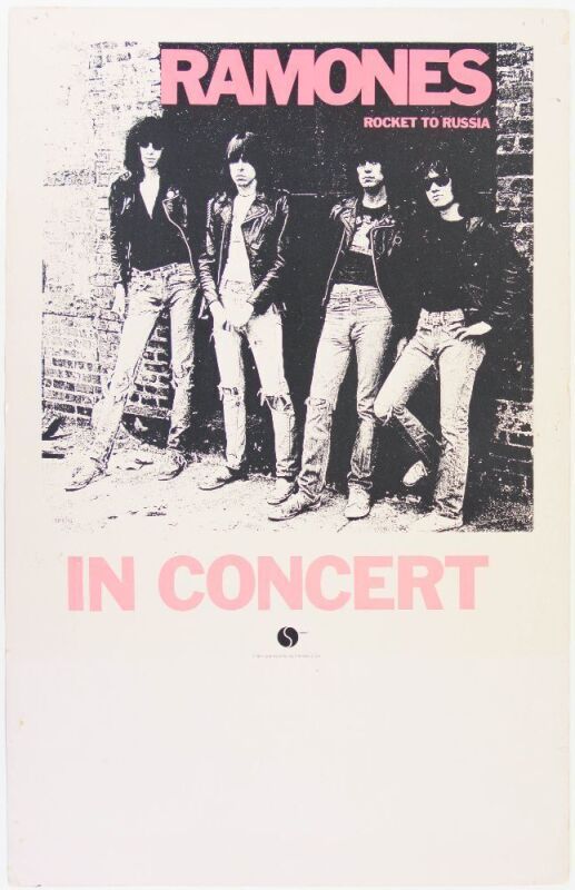 1977 The Ramones Sire Records Rocket To Russia Tour Blank Poster Extra Fine 69