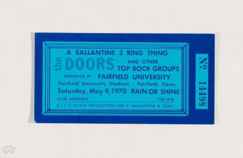 1970 The Doors Fairfield University Stadium Original Unused Ticket Mint 93