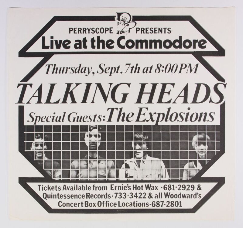 1978 Talking Heads The Commodore Ballroom Vancouver Poster Excellent 75