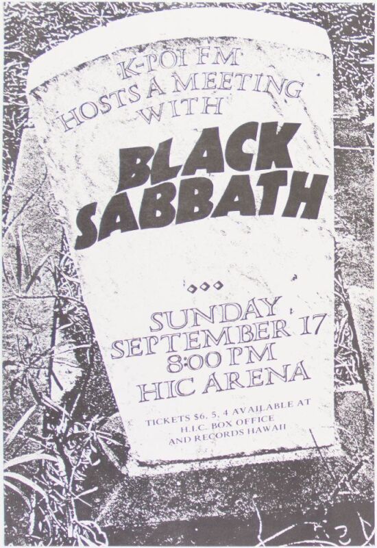 1972 Black Sabbath The Honolulu International Center Arena Hawaii Poster Mint 91