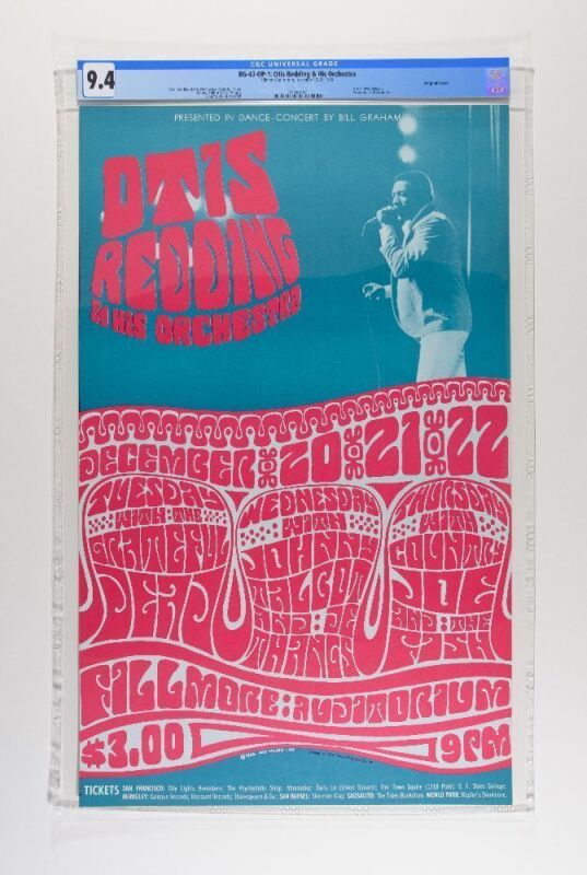 1966 BG-43 Otis Redding Grateful Dead Fillmore Auditorium Poster CGC 9.4