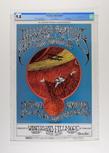 1969 BG-171 Grateful Dead Jefferson Airplane Fillmore West Signed Tuten Poster CGC 9.8