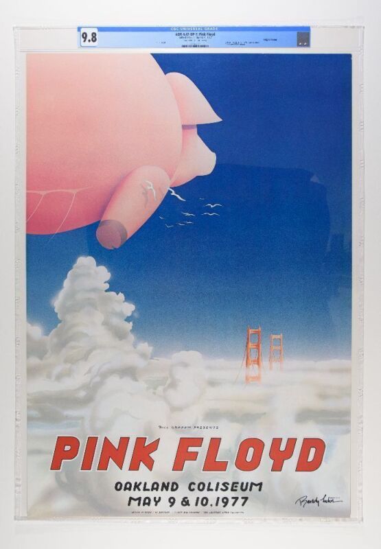 1977 AOR-4.47 Pink Floyd Oakland Coliseum Signed Tuten Poster CGC 9.8