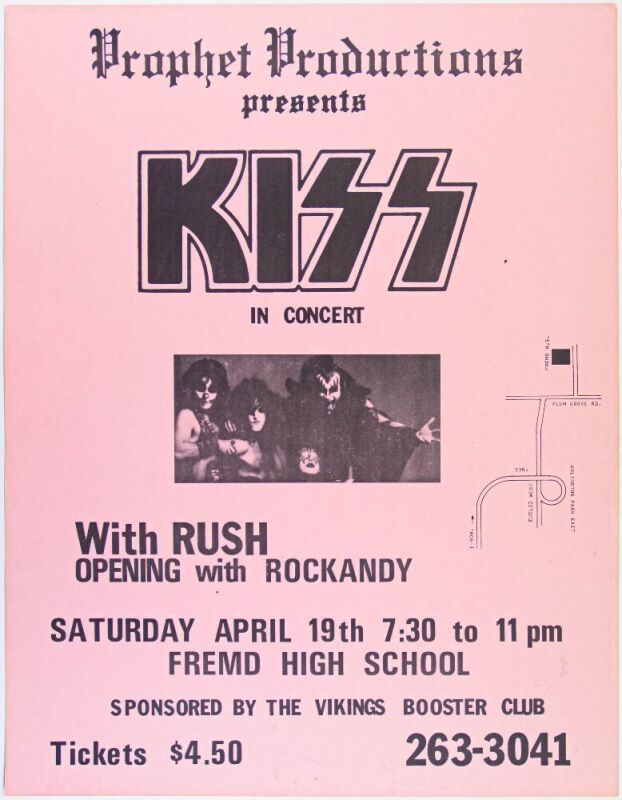 1975 KISS Rush The William Fremd High School Main Gym Palatine Poster Near Mint 85