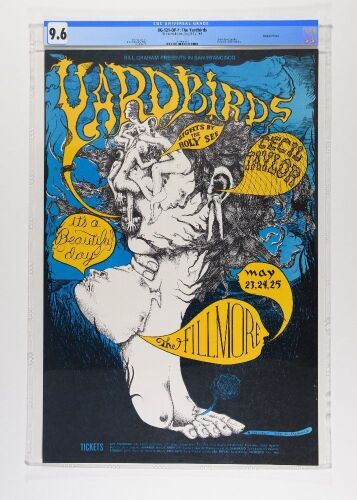 1968 BG-121 The Yardbirds It’s a Beautiful Day Fillmore Auditorium Poster CGC 9.6