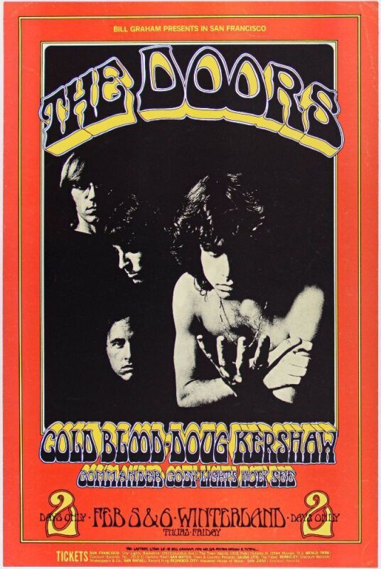 1970 BG-219 The Doors Cold Blood Winterland Poster Near Mint 81