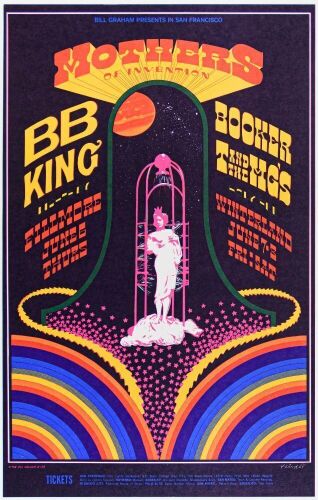 1968 BG-123 Frank Zappa The Mothers B.B. King Winterland & Fillmore Auditorium Poster Near Mint 87