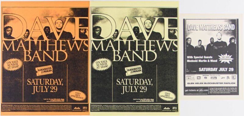 Lot of 3 Dave Matthews Band Blockbuster Pavilion Posters Mint 93