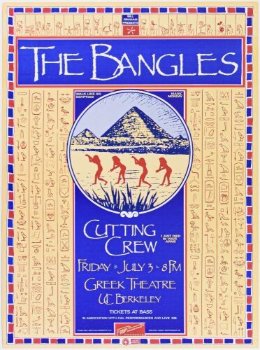 1987 The Bangles The Greek Theatre UC Berkeley Poster Near Mint 85