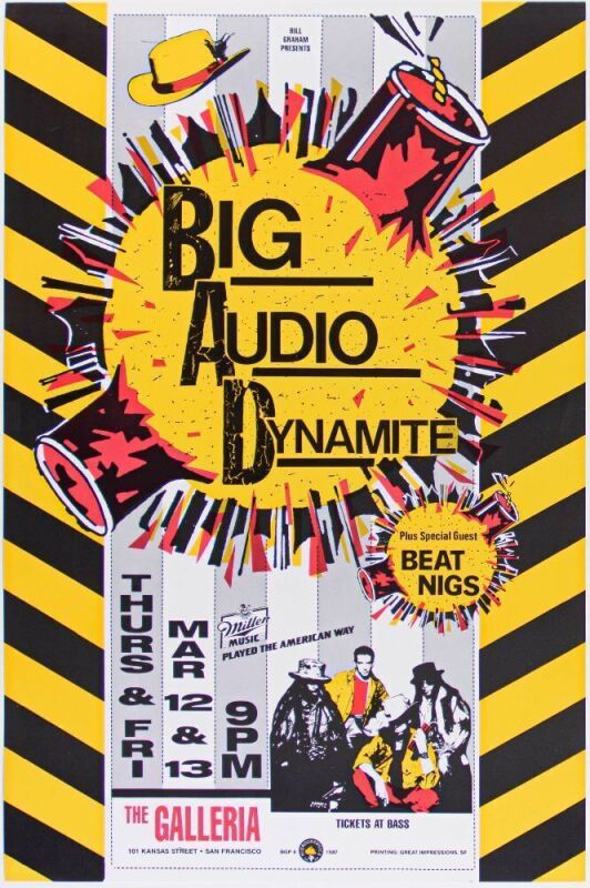 1987 BGP-8 Big Audio Dynamite The Galleria Poster Near Mint 87